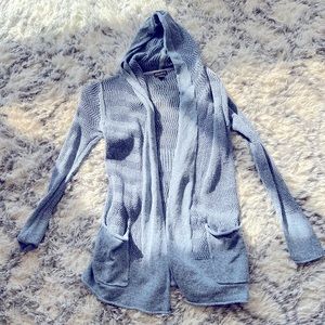 Vintage 2000s Eddie Bauer duster, crocheted, blue, size small